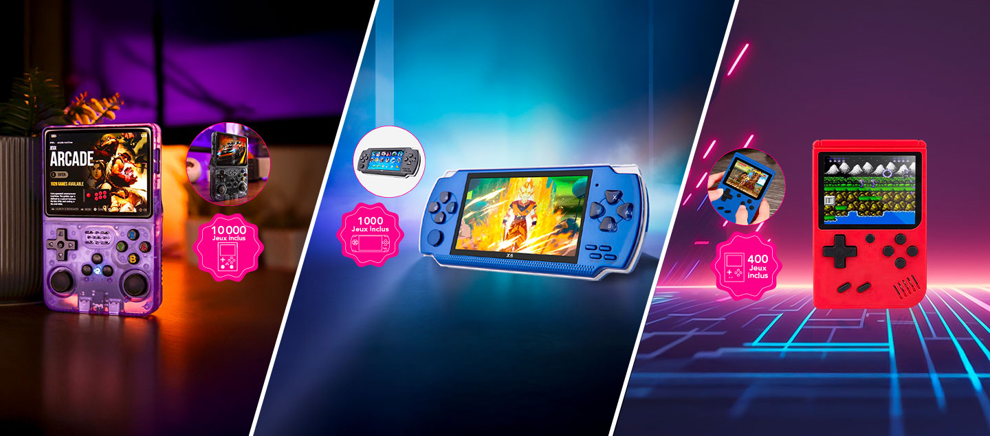 Console de jeux rétro 400, 1000 ou 10'000 jeux inclus