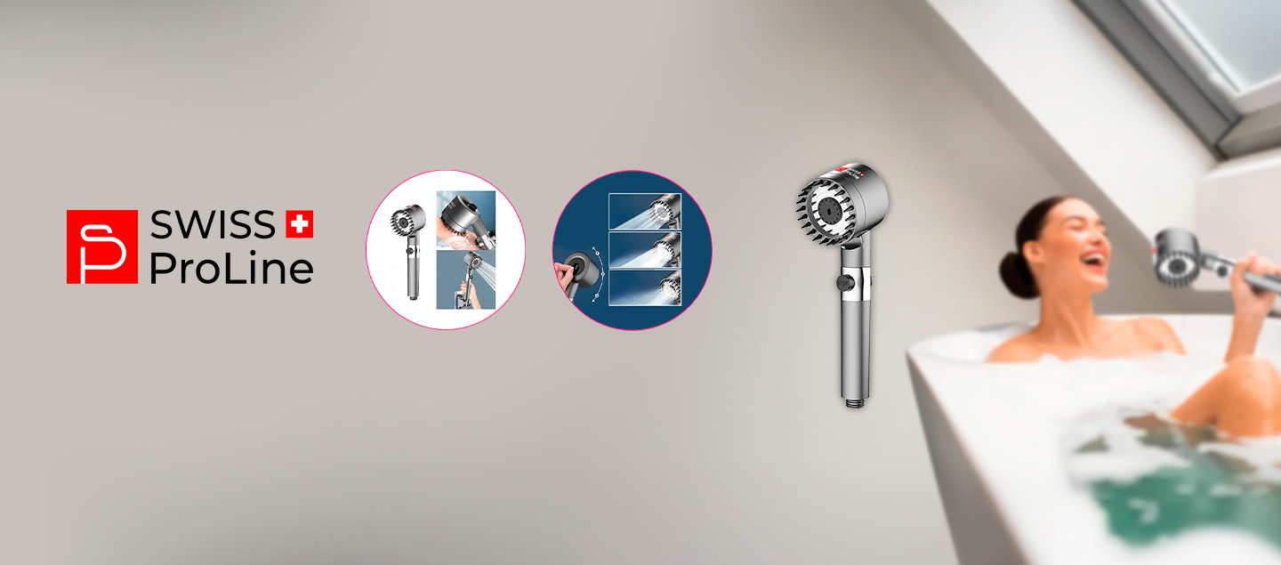 Pommeau de douche avec 3 modes puissants Swiss ProLine