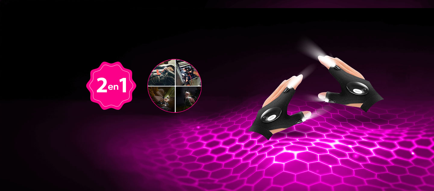 Gants LED 2en1 pratique avec lumière intégrée