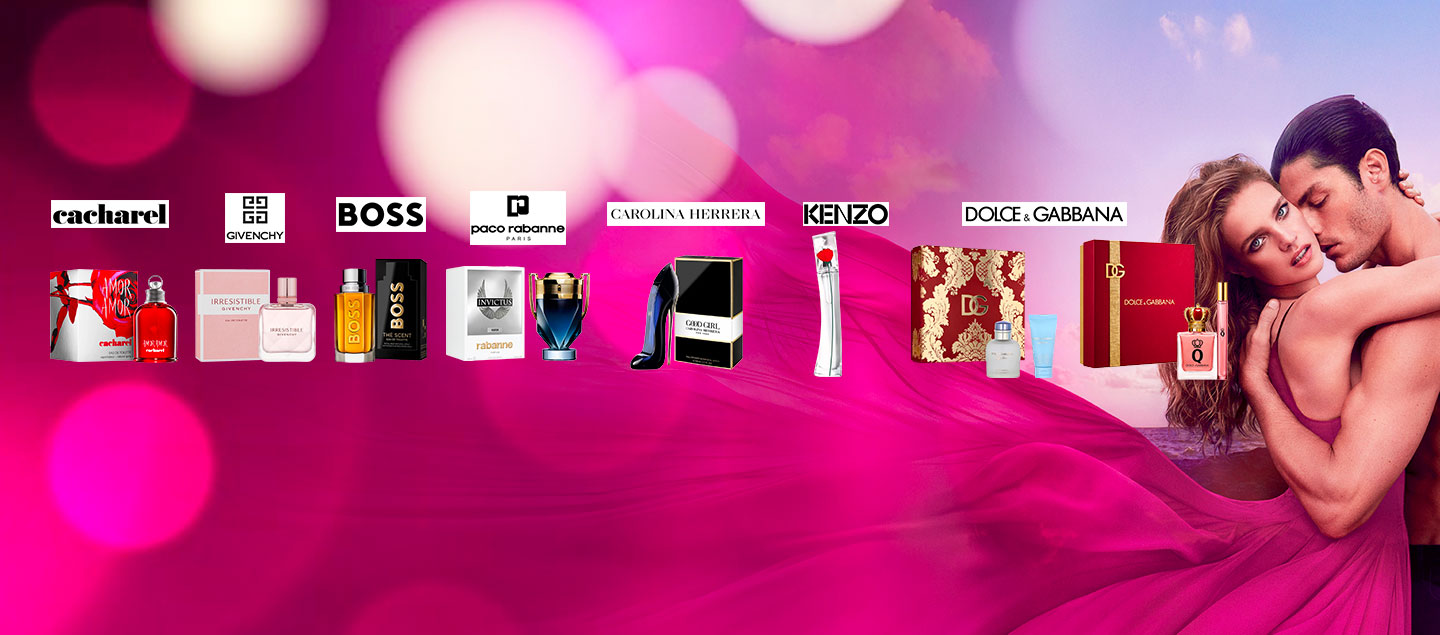 Parfums pour lui ou pour elle DOLCE GABBANA - KENZO - GIVENCHY - CACHAREL - BOSS - PACO RABANNE - CAROLINA HERRERA