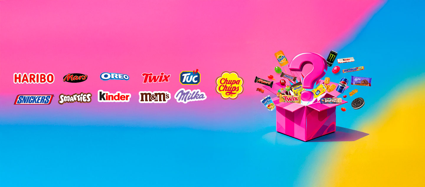Boite Surprises 100% Gourmandise (HARIBO - KINDER - M&M'S - CHUPA CHUPS - MARS - TWIX - SMARTIES - MILKA - Etc ...)
